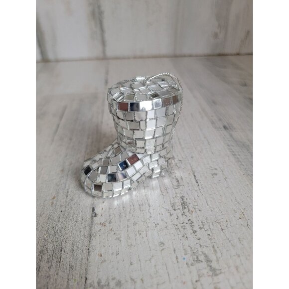 Disco mirrored Cowboy boot unique ornament Xmas - Picture 1 of 6